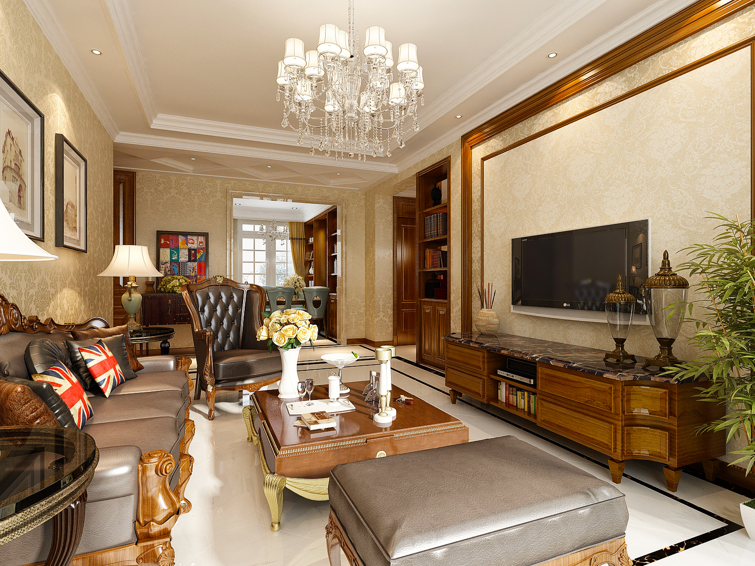 中海国际社区 120平 三室两厅 美式风格