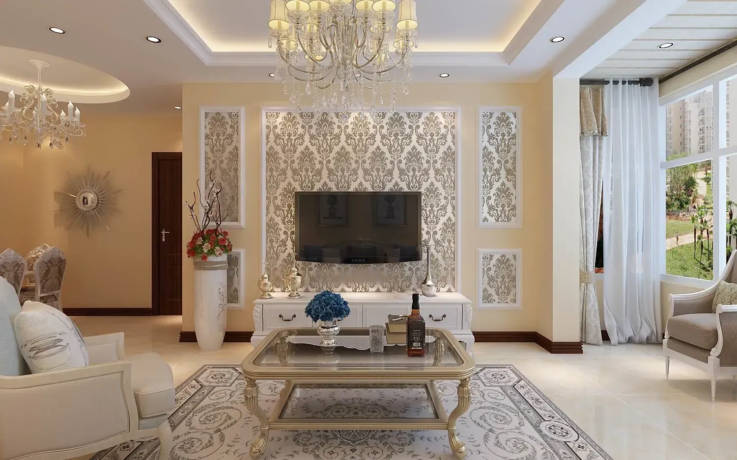 简欧风格二居室装修效果图87平米4万简欧风格二居室装修案例大全-长春