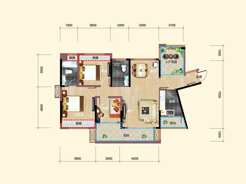 王庄路15号院-三居室-100.00平米-装修设计