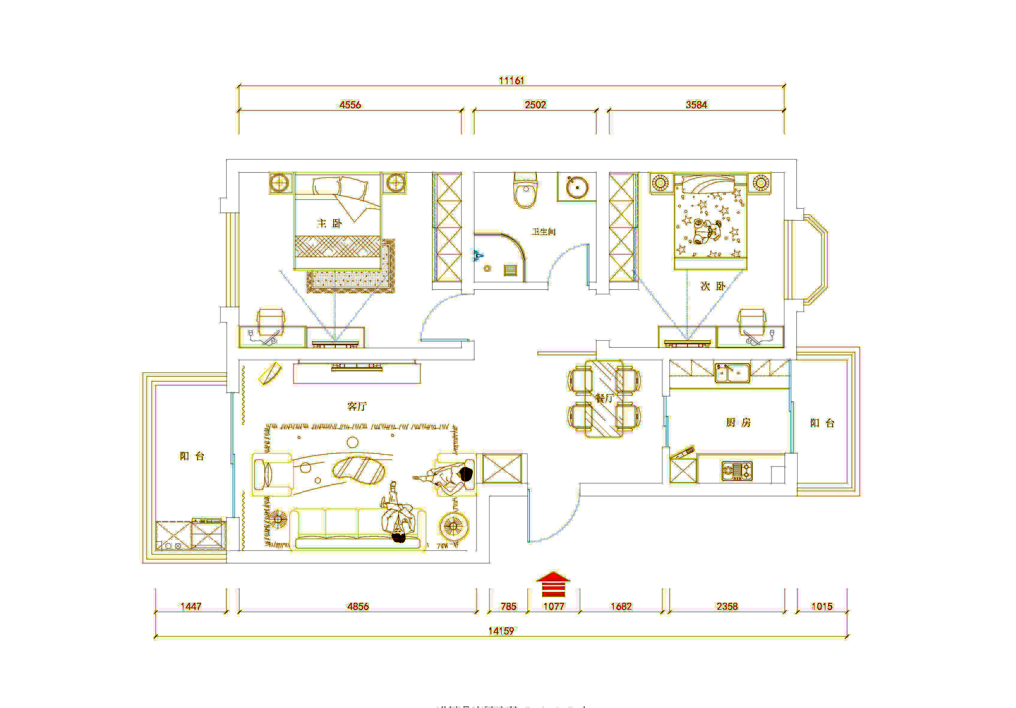 现代简约-鸿泰兰亭-98平二居室装修设计