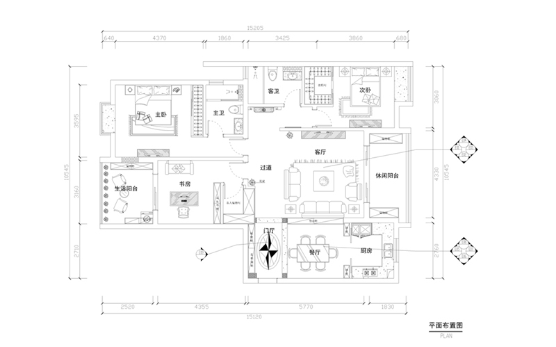 鼓楼东区-三居室-145.00平米-装修设计