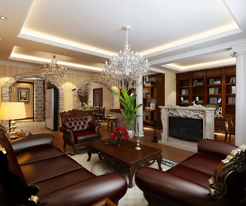 美式混搭四居室220平米55万-鸿坤·罗纳河谷装修案例-北京房天下家居