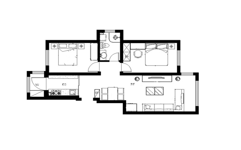 三里河一区-二居室-89.00平米-装修设计
