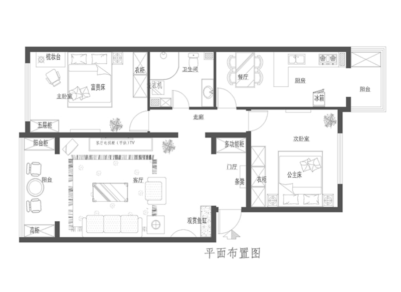 天通苑东一区-二居室-89.00平米-装修设计