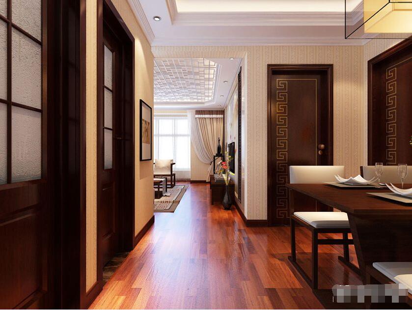 正弘高新数码港85平两居室新中式风格设计