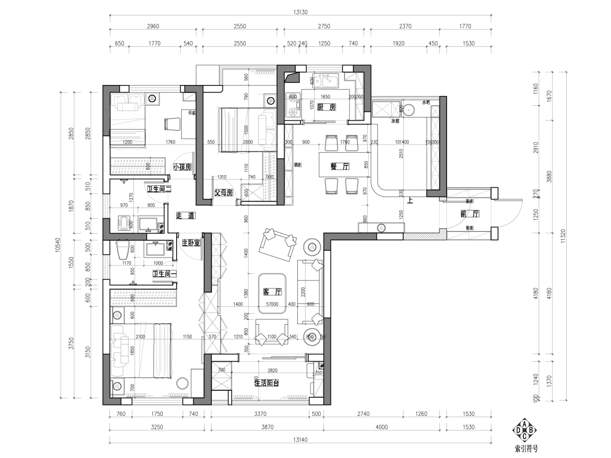 欧式风格-中海国际社区-135平三居室室设计