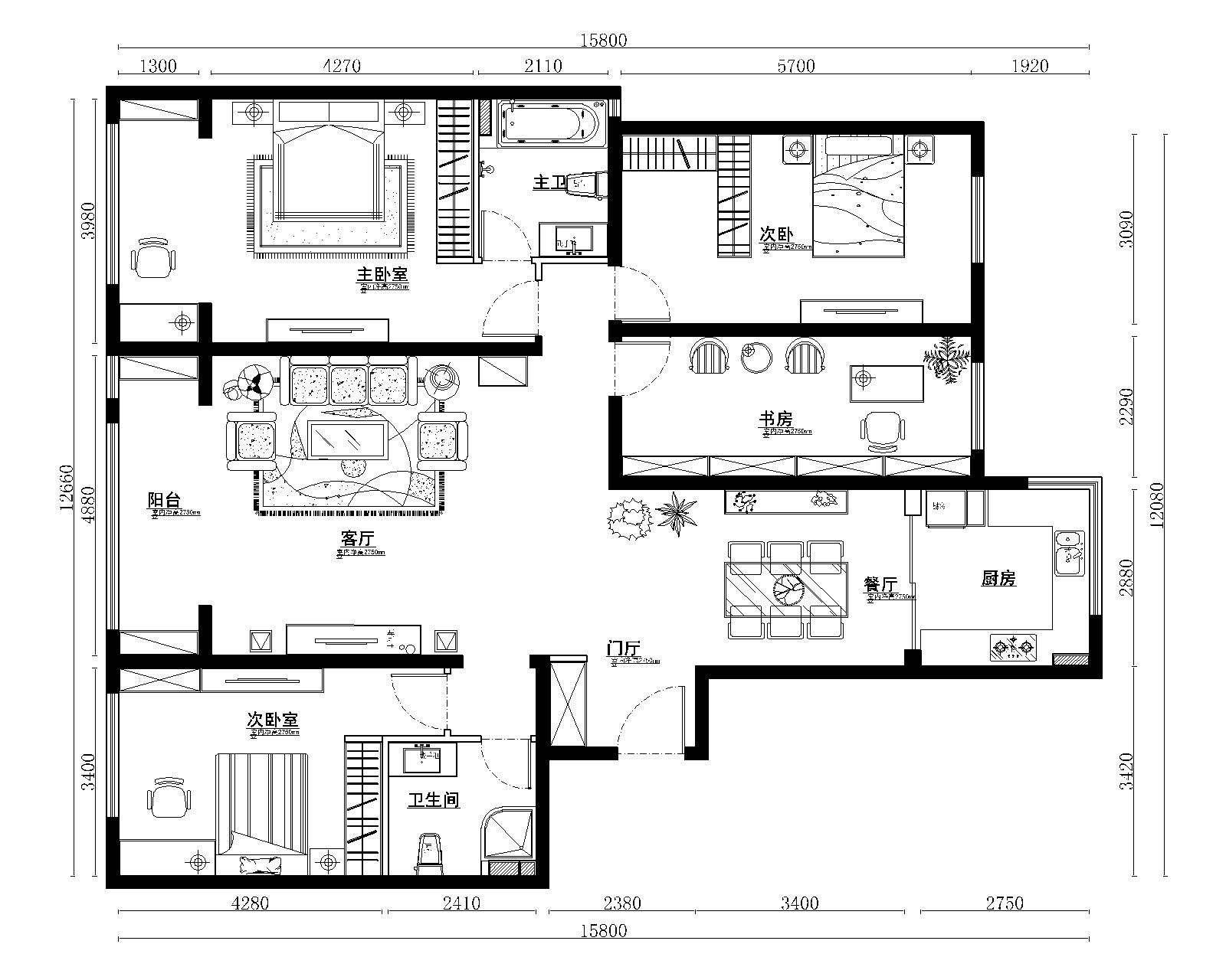 304小区-四居室-156.00平米-装修设计
