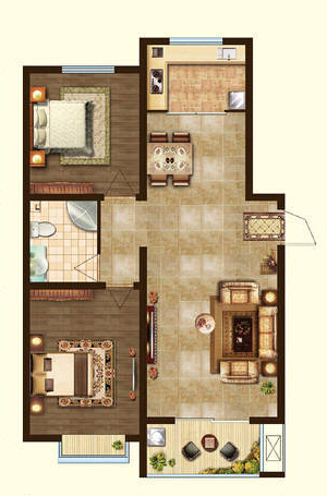 天河悦城新中式风格129平三居室