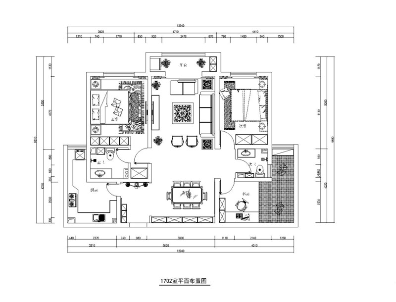 海棠公馆132平米中式风格设计装修效果图