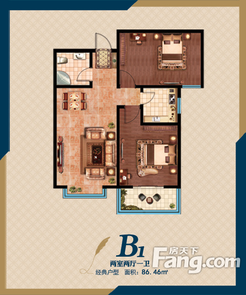 龙海新区两室两厅中式风格设计