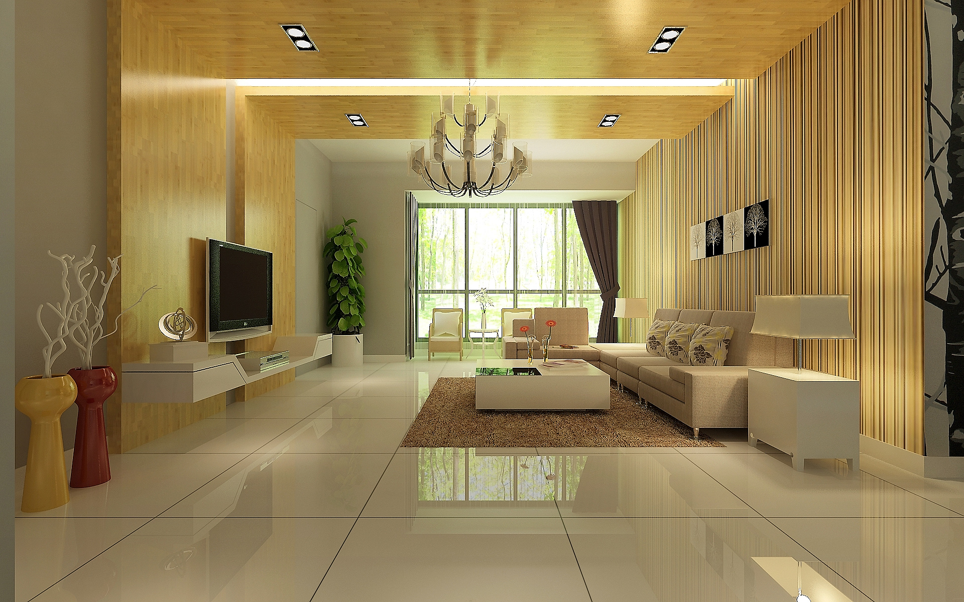现代简约风格-远洋万和风景二居室装修设计效果