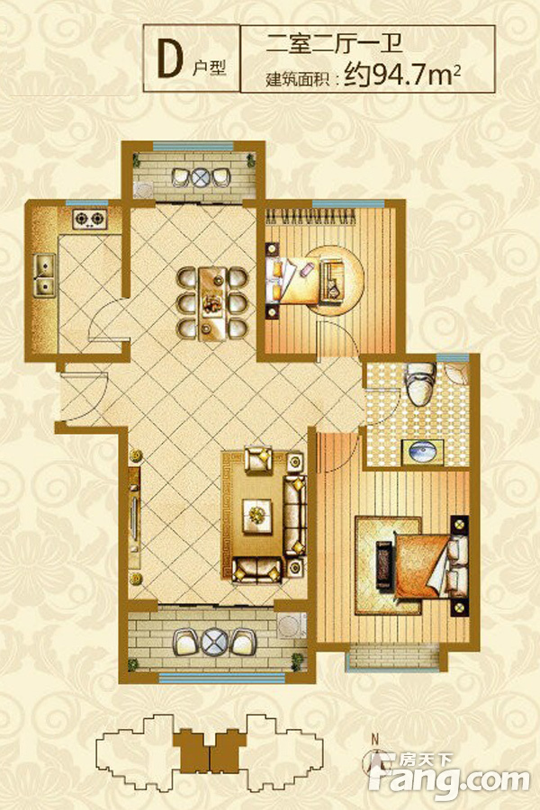 橡嵘湾两室两厅现代简约风格设计
