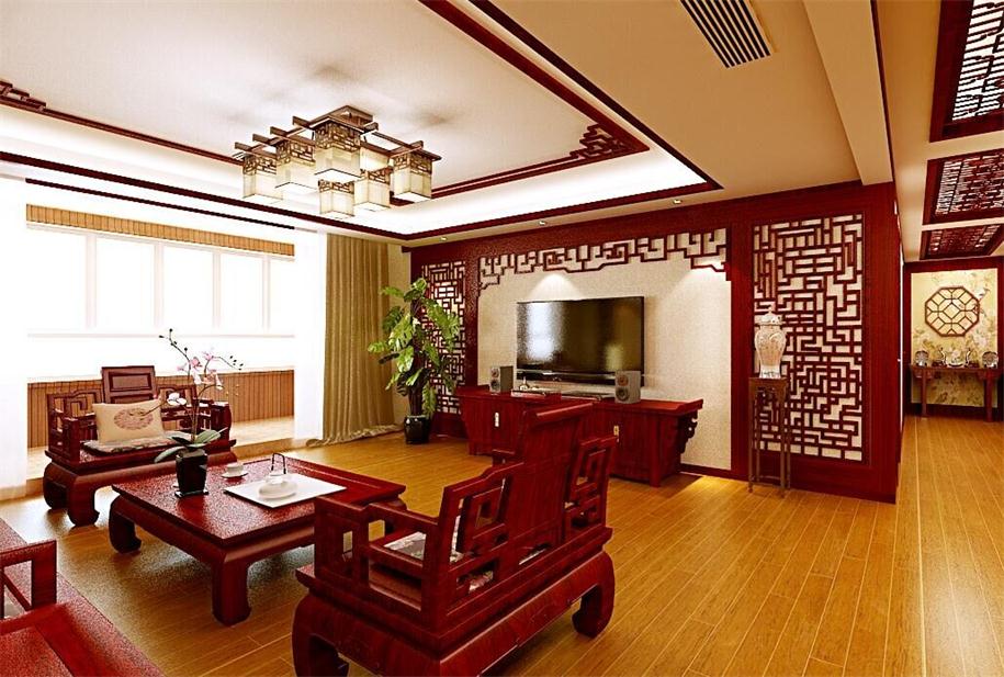 红石原著三室两厅中式风格设计