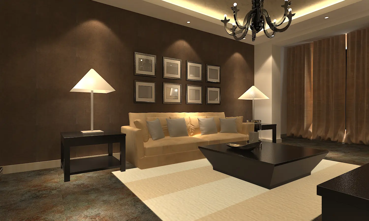 沈阳中海国际社区现代简约二居室装修效果图_96平米6万装修设计案例