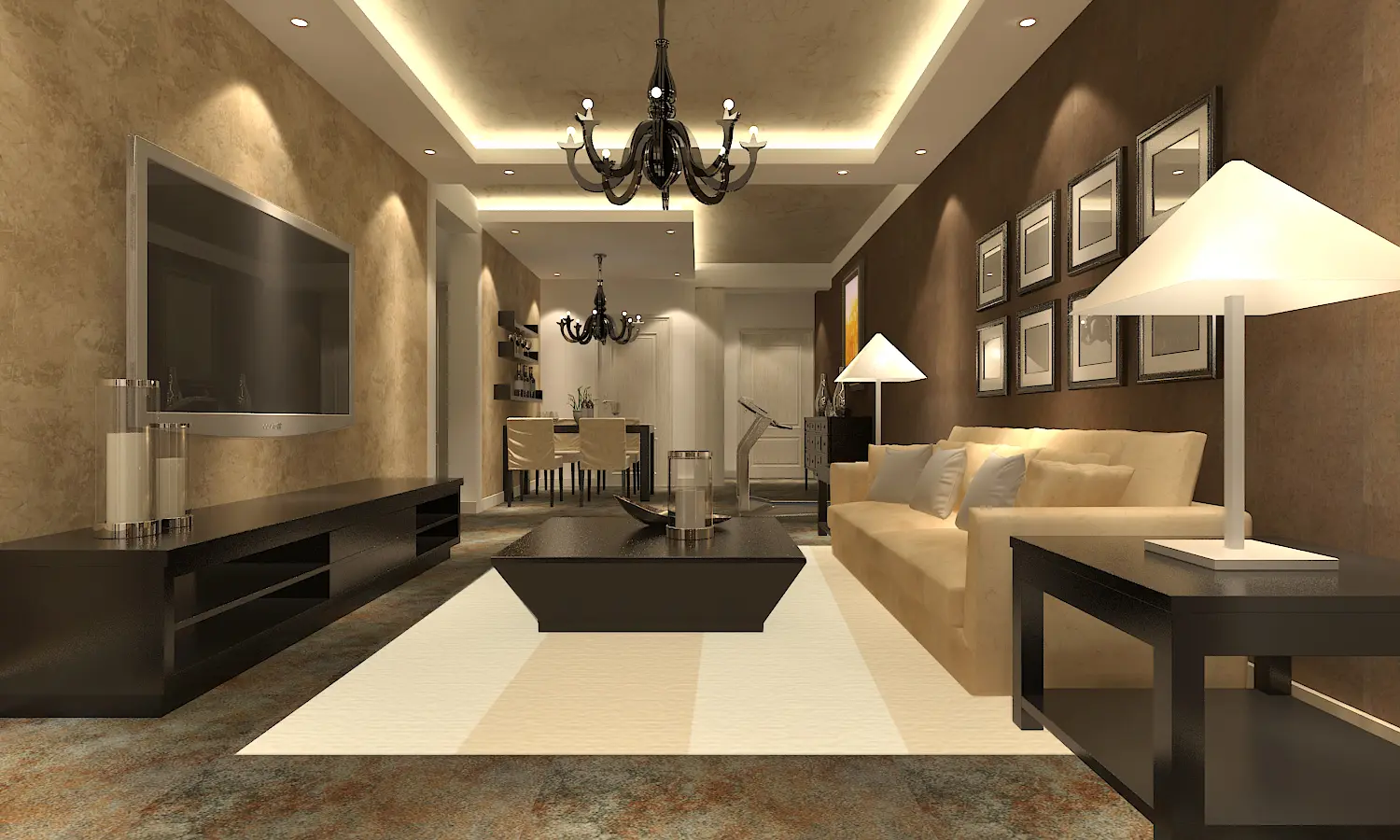 沈阳中海国际社区现代简约二居室装修效果图_96平米6万装修设计案例