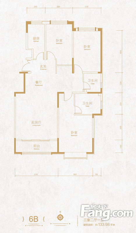 东胜紫御府三室两厅现代中式风格设计