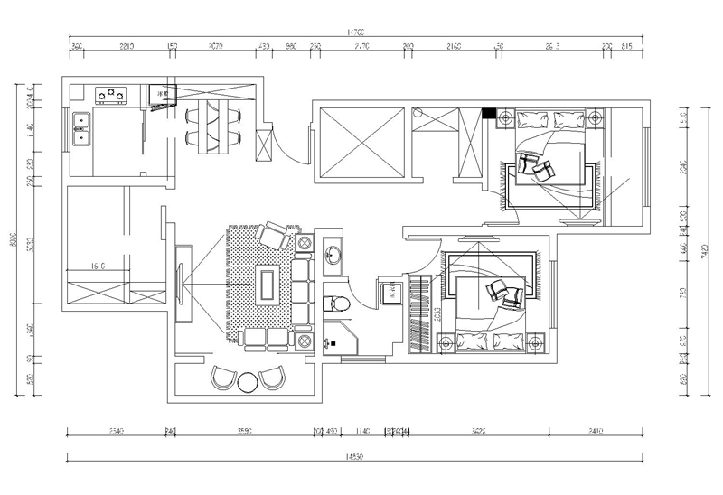 保利紫荆香谷-二居室-90.00平米-装修设计