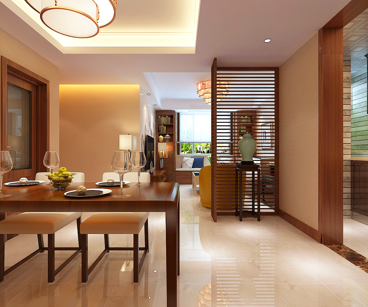 二居室设计-105平米紫林湾-中式风格