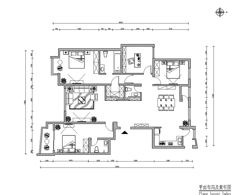 蓝郡名邸138㎡-三室两厅-新中式风格