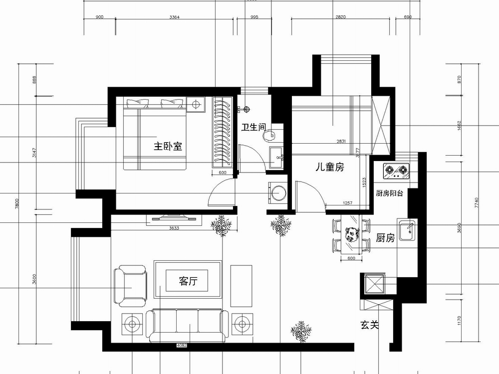 力天装饰-龙亭家园-84㎡-简约风格