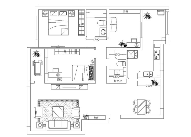 望京大西洋新城-三居室-160.00平米-装修设计