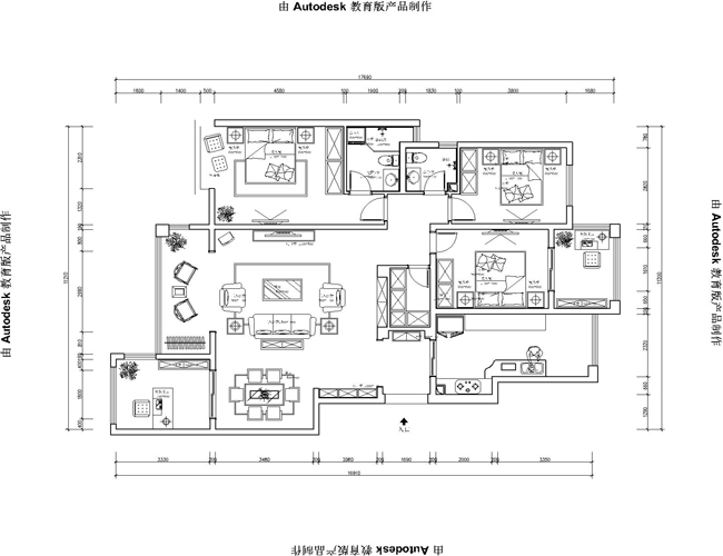 天山熙湖-三室两厅140平米-新中式