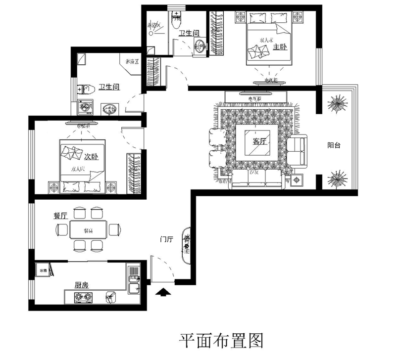 星河城三期140平简约时尚案例效果图设计