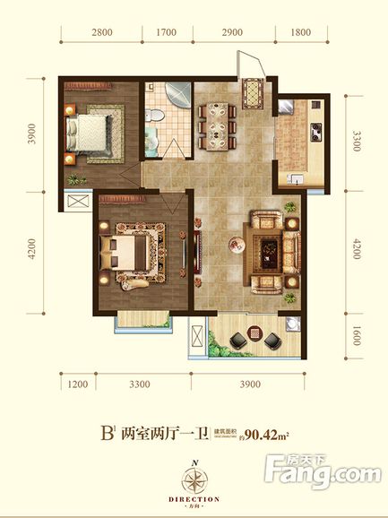 天河悦城-中式风格-二居室