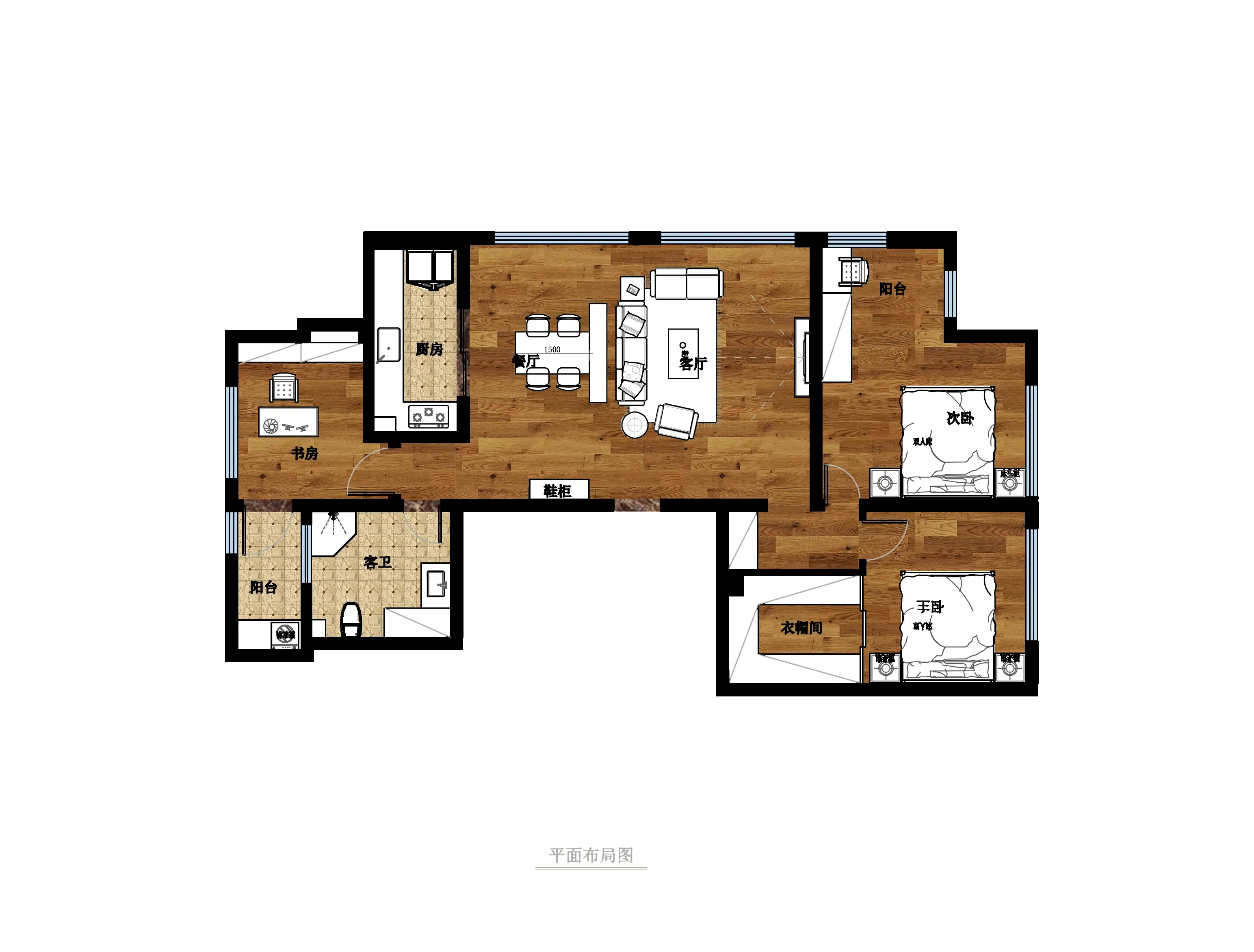 山东大学人才公寓中式风格130平米三居室装修案例赏析
