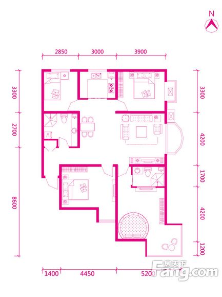 四居室华峪东区150平现代简约风格效果图
