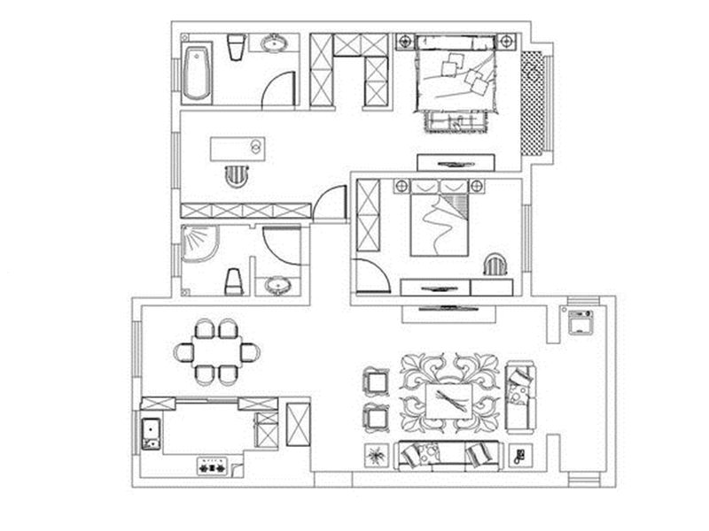 卓越蔚蓝群岛-三居室-140.00平米-装修设计