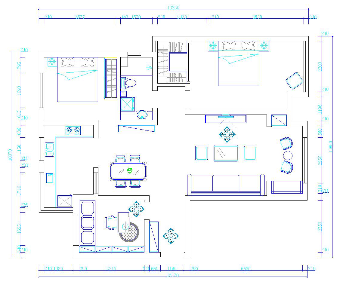 二居室设计-97平米红珊湾-美式风格