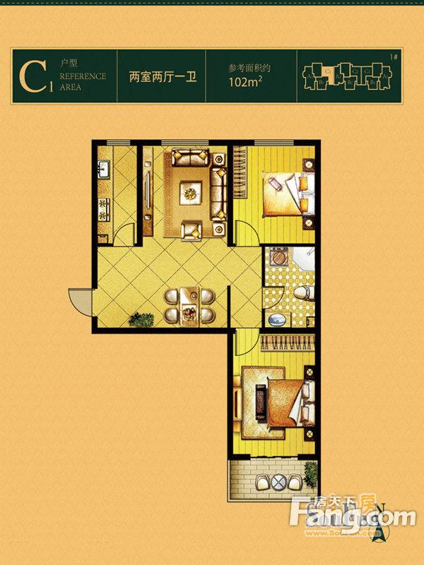 坤泽十里城102㎡现代简约风格样板房设计