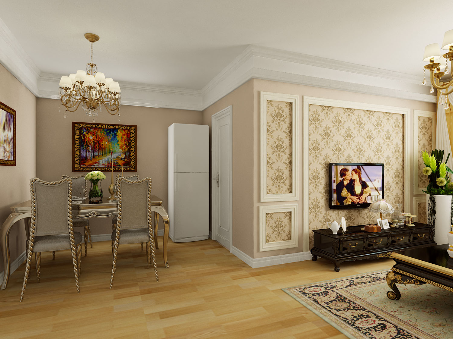 三居室【万达】130平欧式风格装修设计|烟台