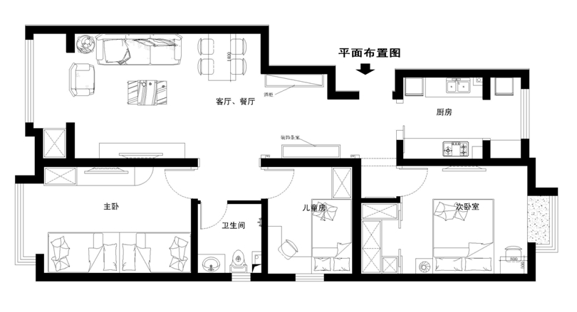 北京怡园114平欧式风格完美家装效果图