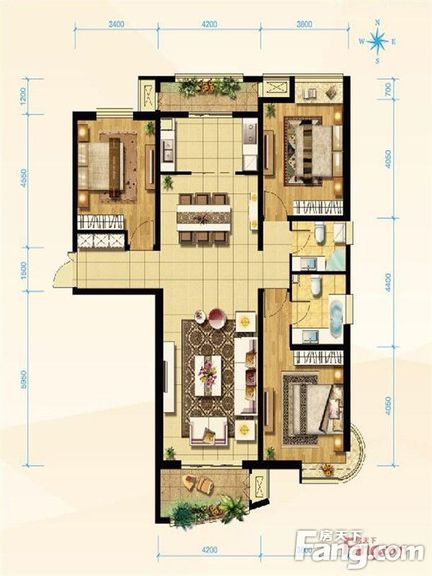 新中式风格-161平米三居室