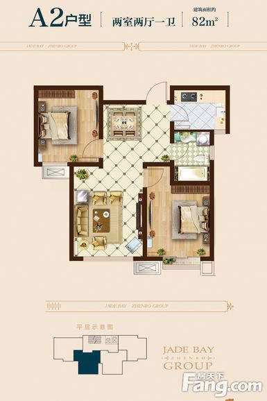 正荣润景湾-现代风格-两居室