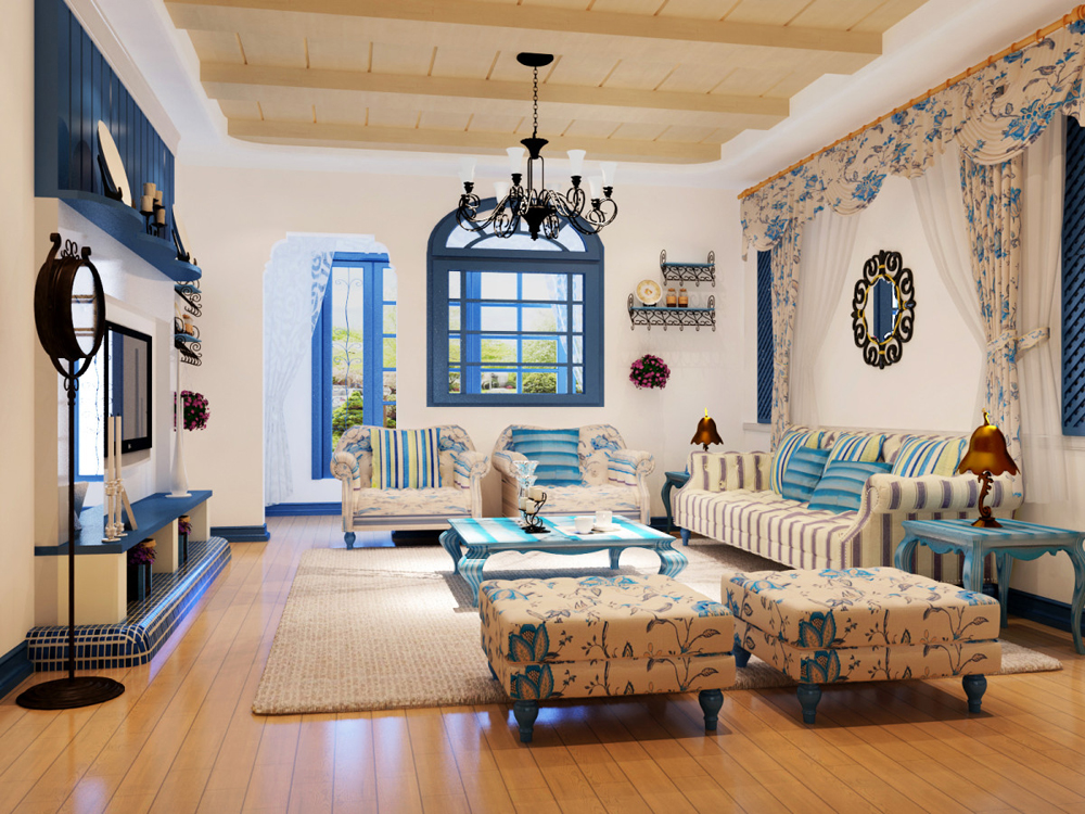 蔚蓝的四居室地中海风格装修