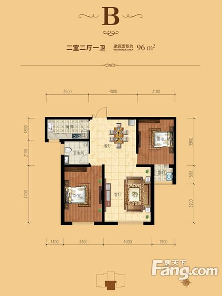 天海誉天下96平米现代风格装修效果图