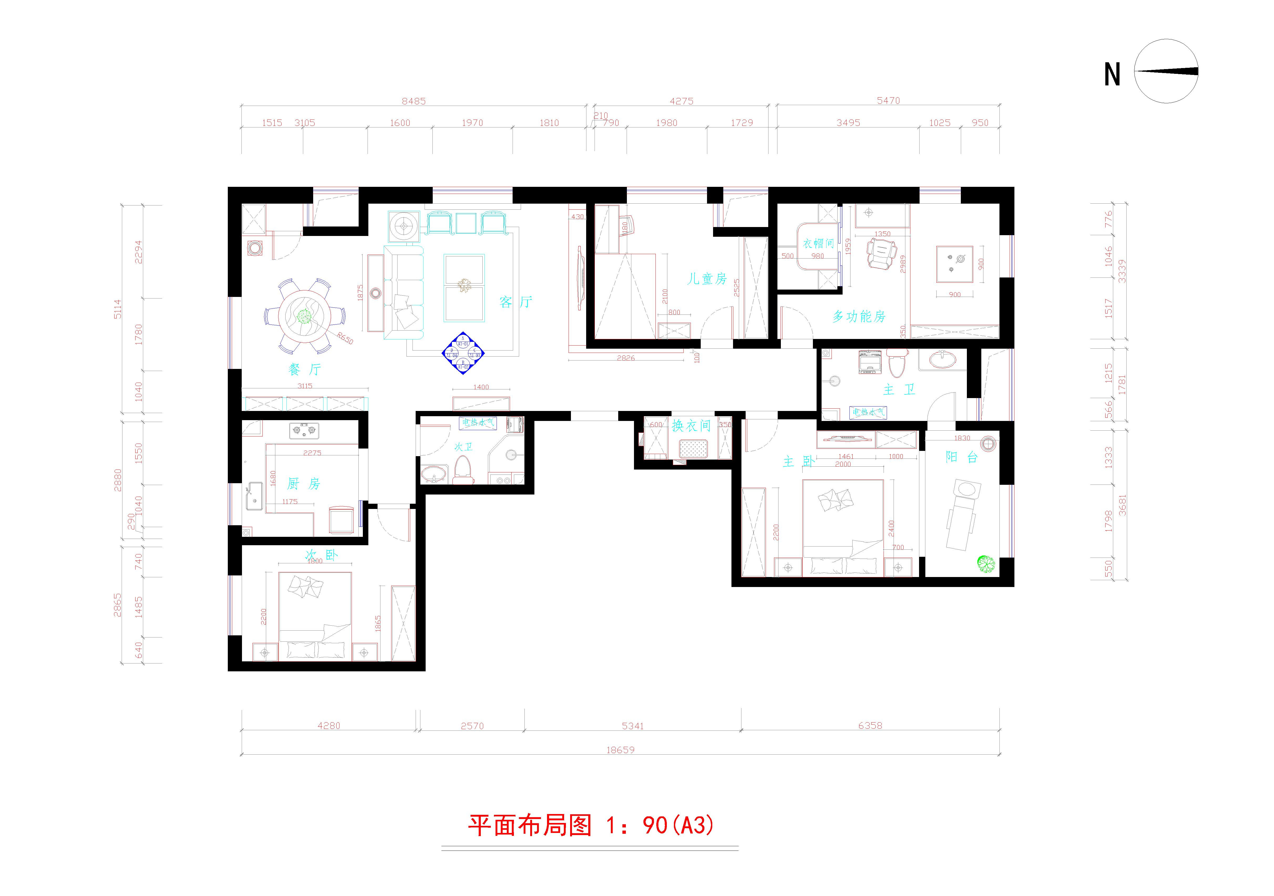 平阳景苑157平简中式风格设计装修效果图