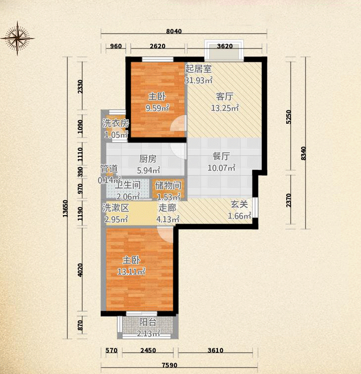 紫金新干线---86平两室两厅--地中海风格