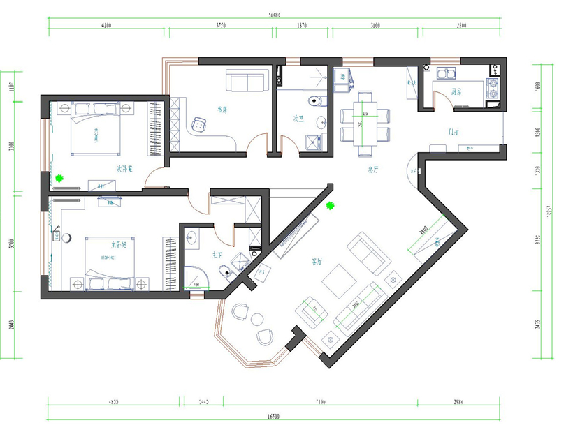 世纪城垂虹园140平完美家装效果图设计