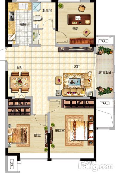 蓝山湾三期I派-三居室-111.16平米-装修设计