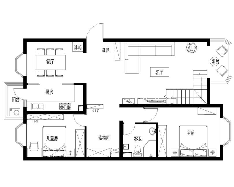城南嘉园170平完美家装效果图设计案例
