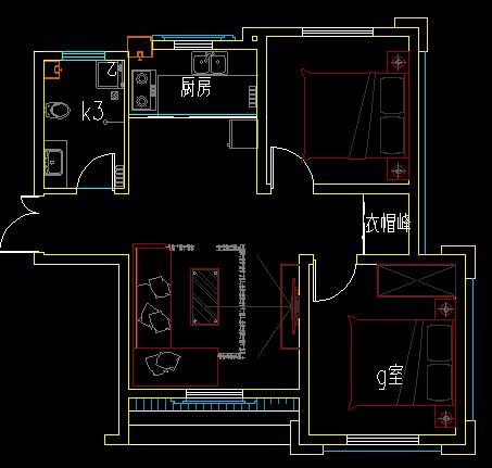 江山丽城-二居室-90.00平米-装修设计