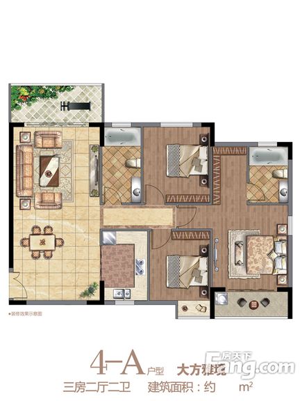 美式风格-141平米-三居室