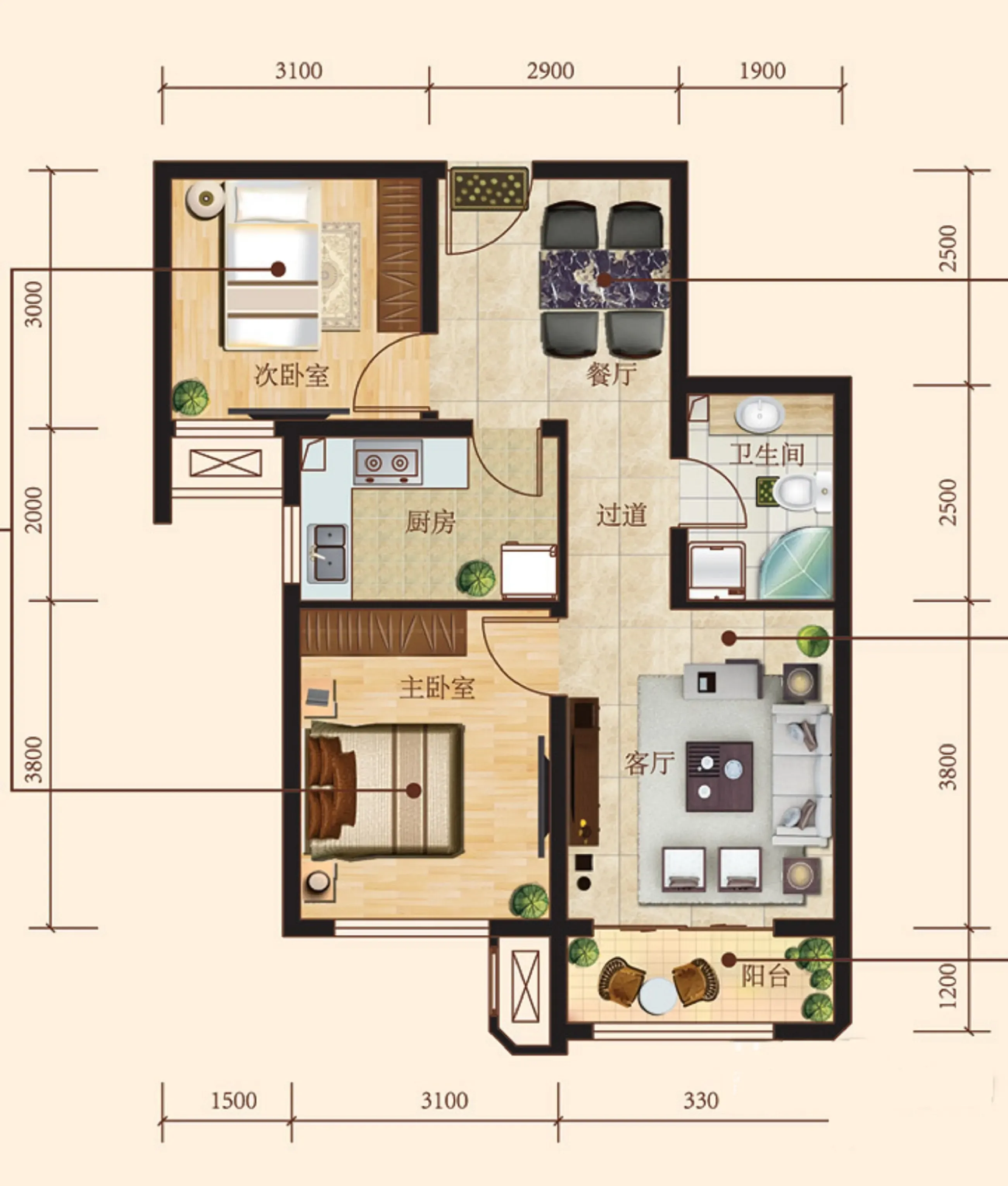 金地艺境现代简约二居室