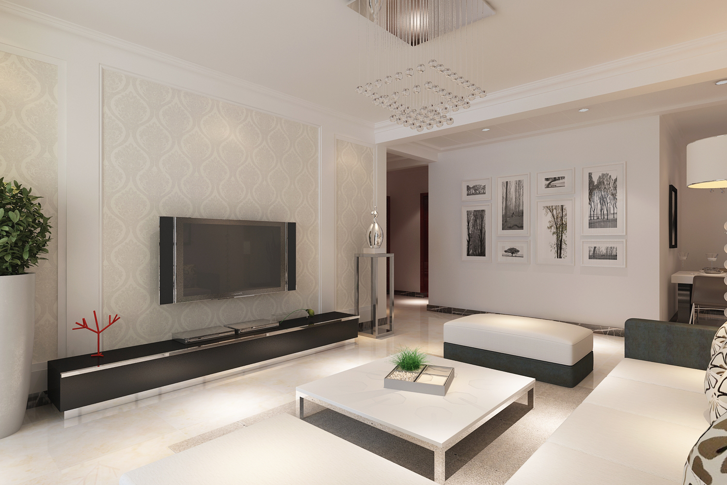 现代风格外形简洁、功能强，强调室内空间的协调