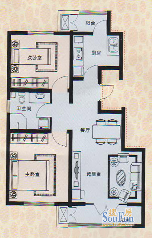 虹溪公寓-新中式风格-两居室