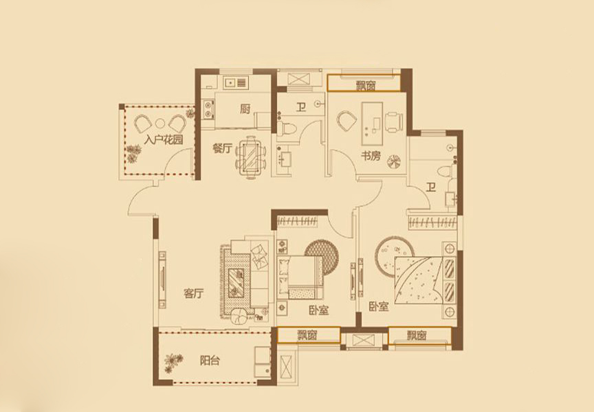 领城公园1857-新中式风格-三居室